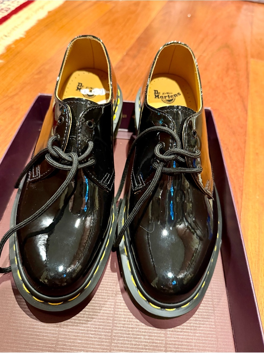 Dr. Martens Black Patent Leather 3-Eye Derby Shoes